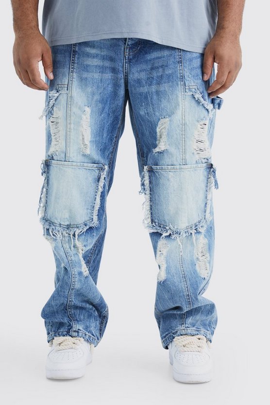 Plus lockere Cargo-Jeans mit Rissen