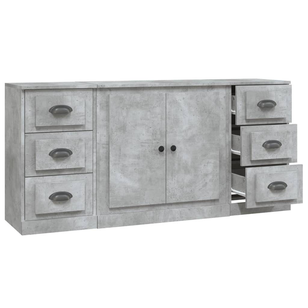 vidaXL Sideboard Sideboards 3 Stk. Betongrau Holzwerkstoff (3 St)
