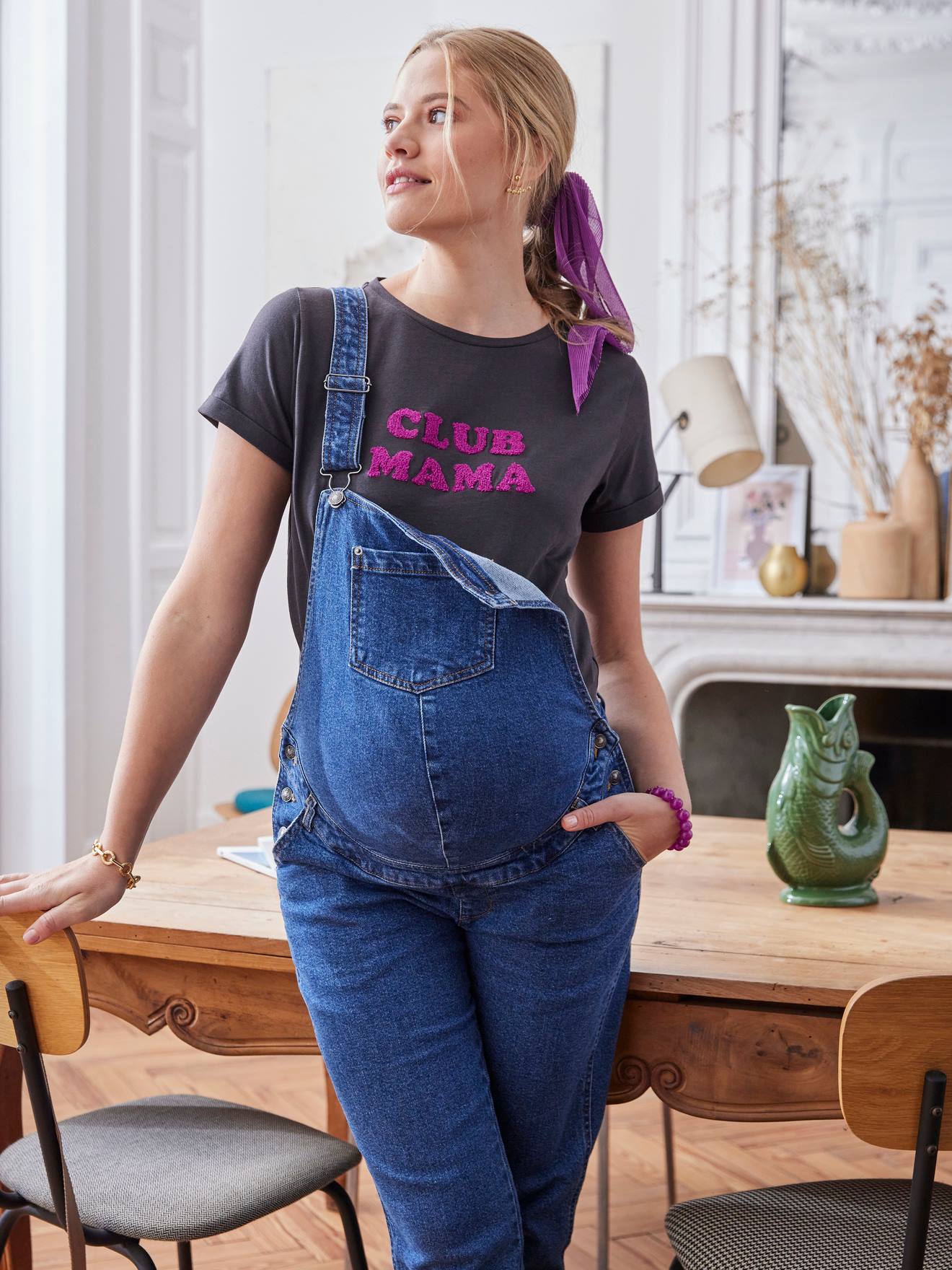 T-shirt à message de grossesse en coton bio personnalisable anthracite