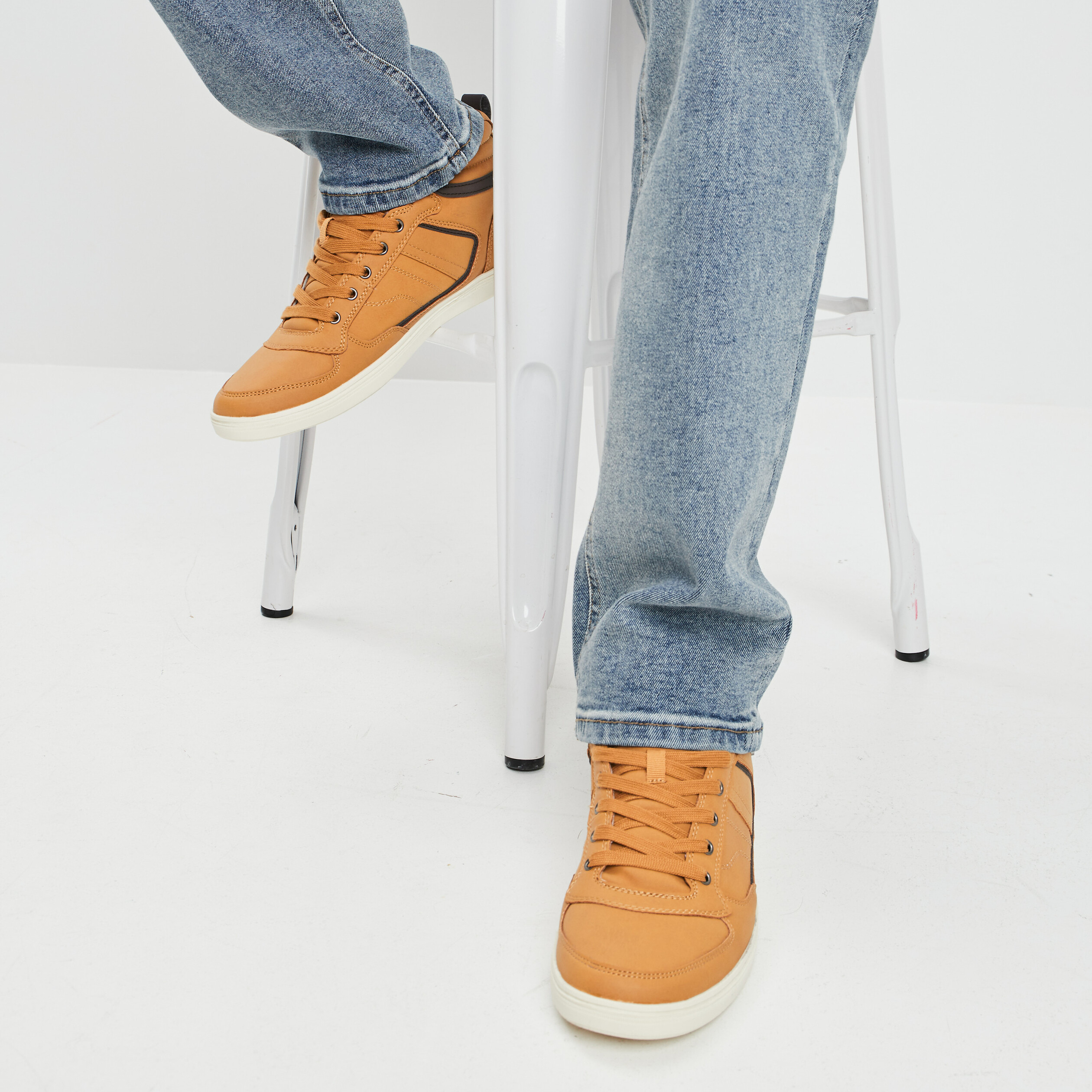 Baskets montantes à lacets Creeks jaune homme | La Halle