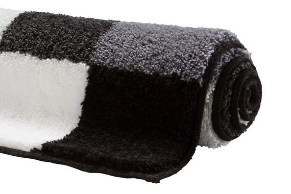 Badematte Mosaik Grund, Höhe 20 mm, rutschhemmend beschichtet, fußbodenheizungsgeeignet, Kunstfaser, rechteckig, angenehm weich, Badematten auch als 3 teiliges Set erhältlich
