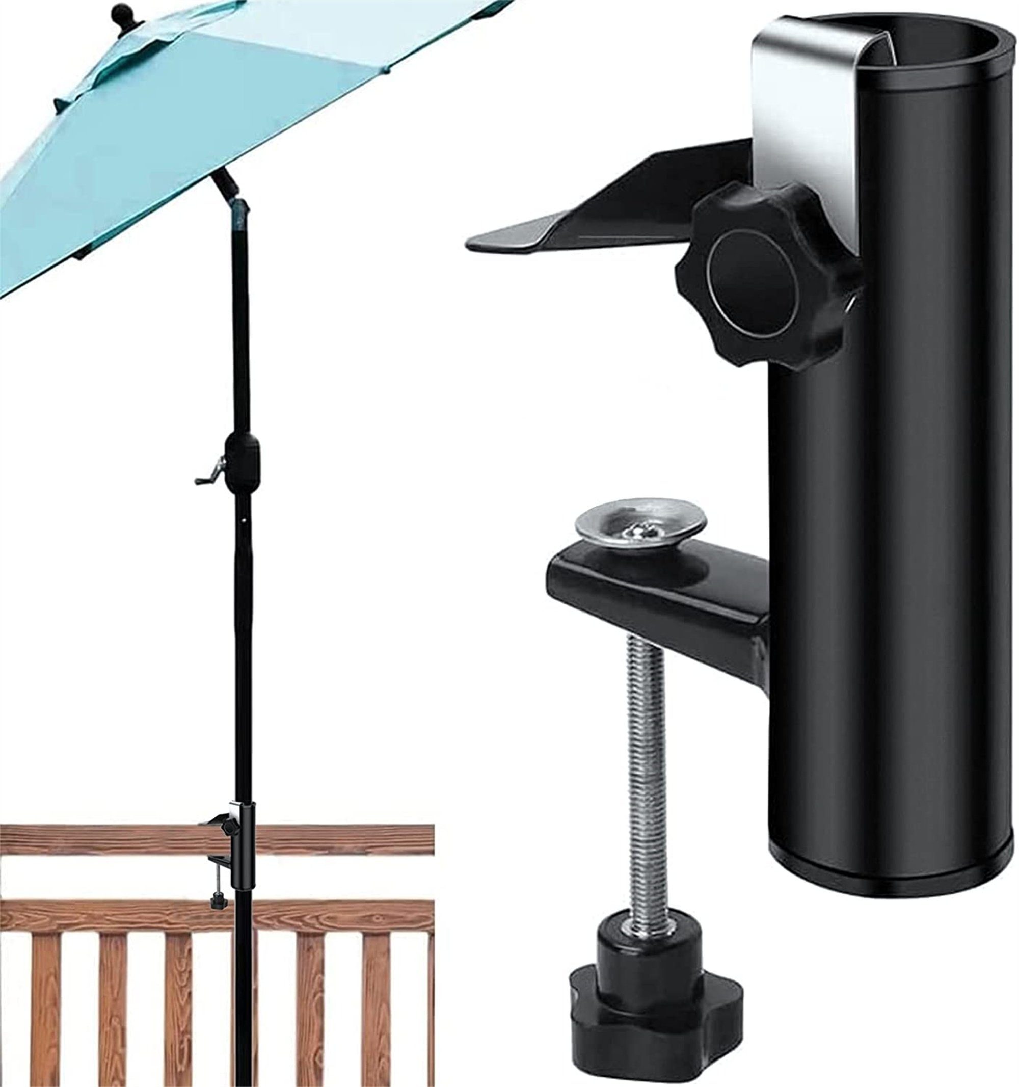 flowgoer Schirmhalter Terrassenschirmklemme, Sonnenschirmhalterung Balkongeländer