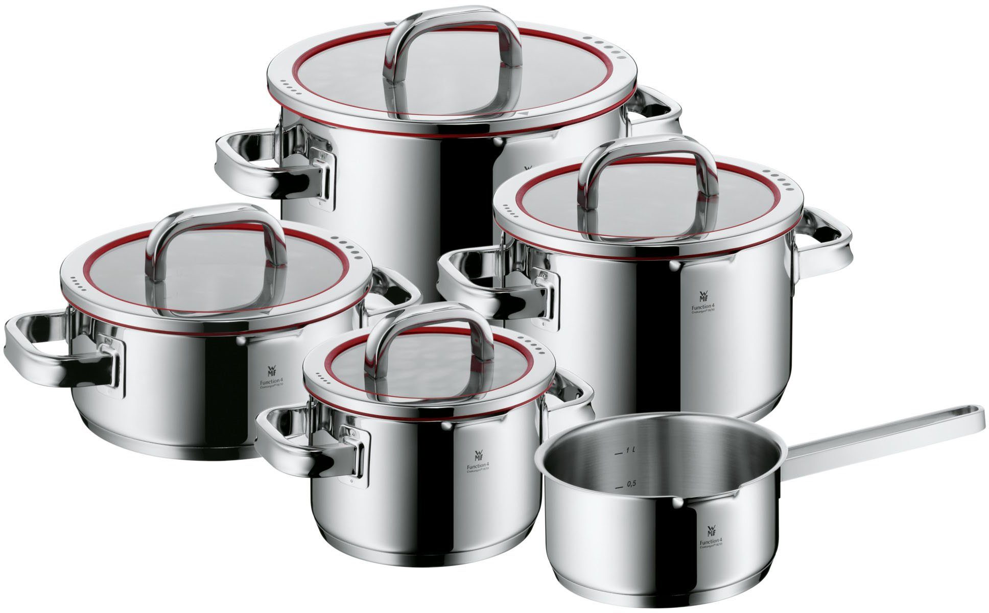 WMF Topf-Set Function 4, Cromargan® Edelstahl Rostfrei 18/10 (Set, 5-tlg), Induktionstöpfe
