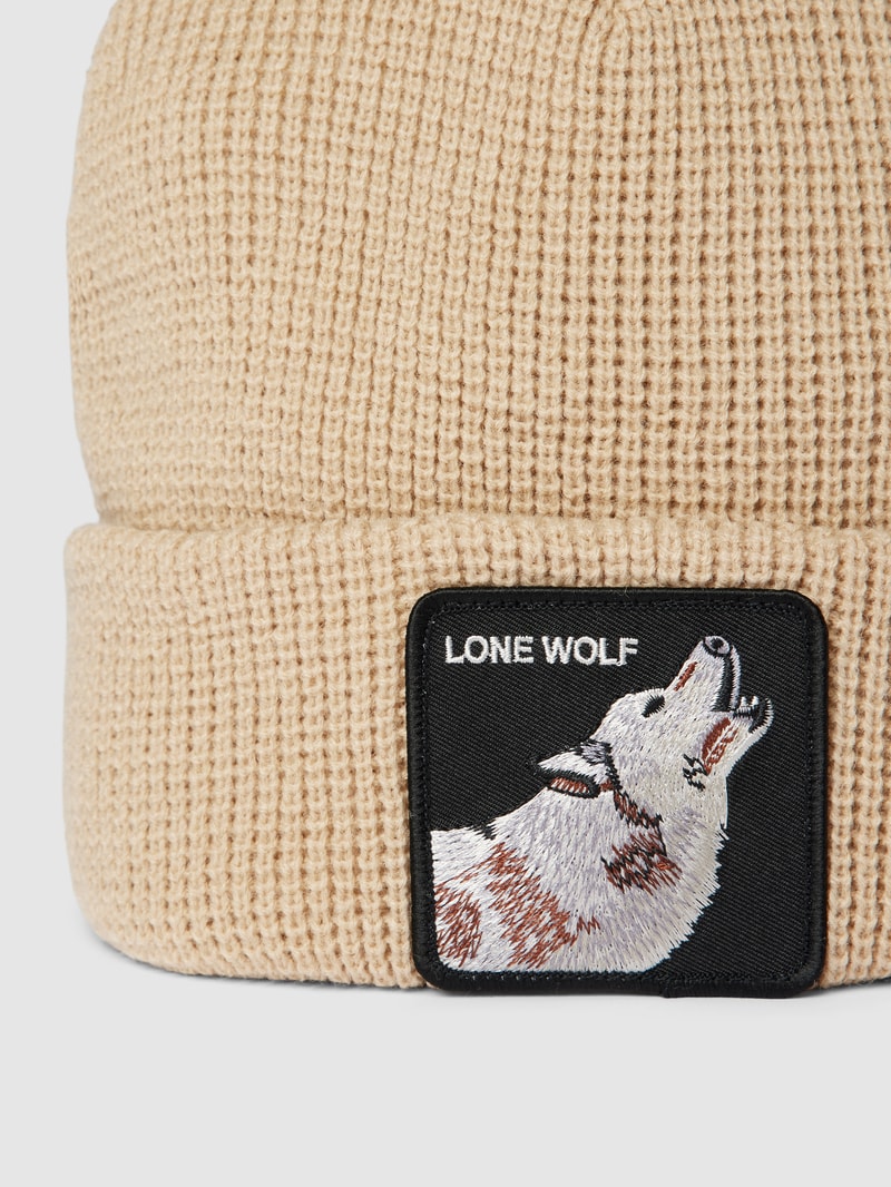 Beanie mit Motiv-Stitching Modell 'SINGLED OUT' in sand