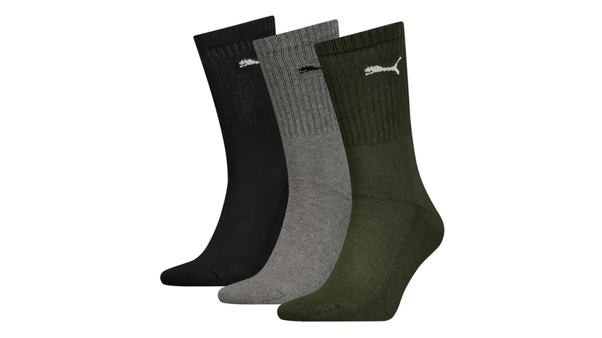PUMA Unisex Socken Crew 3er Pack green