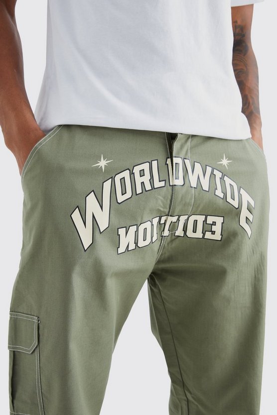 Tall lockere Ripstop Cargo-Hose mit Worldwide-Print