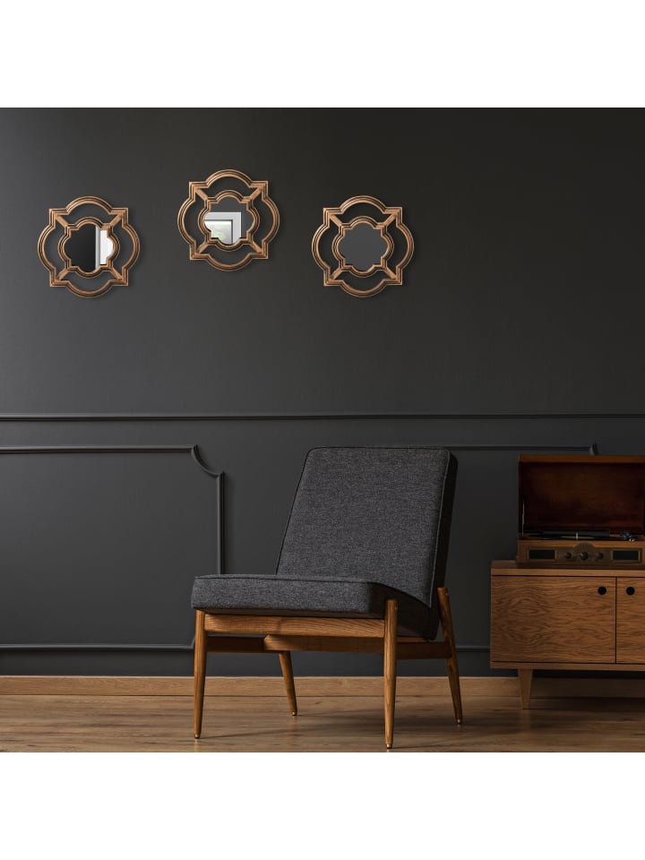 relaxdays 3 x Spiegel in Gold/ Schwarz - (B)25,5 x(H)25,5 cm günstig kaufen onesize