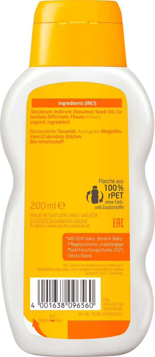 Babyöl Calendula parfümfrei, 200 ml