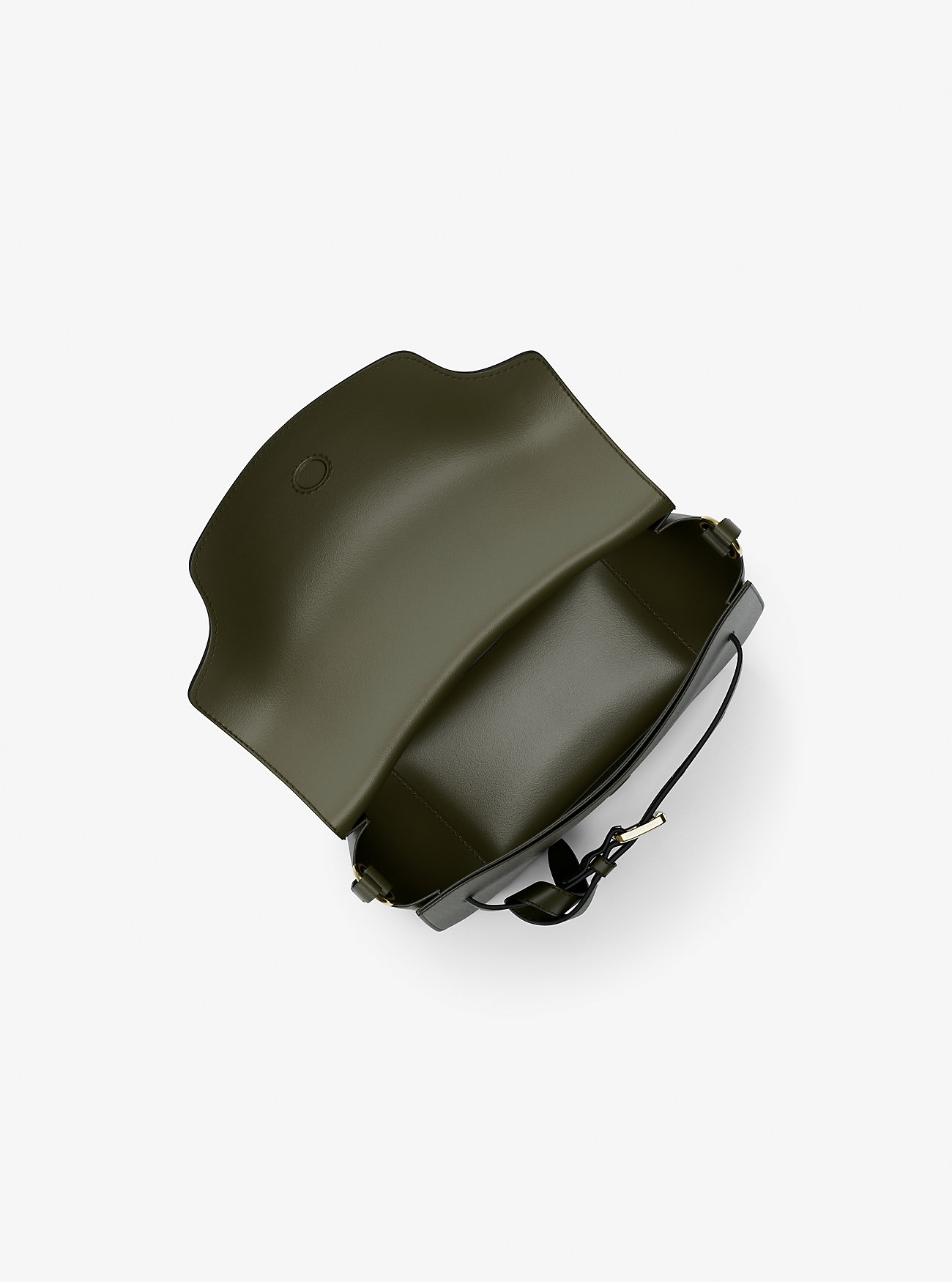 Emilia Liten Pebbled Leather Saddle Skulderveske - IVY
