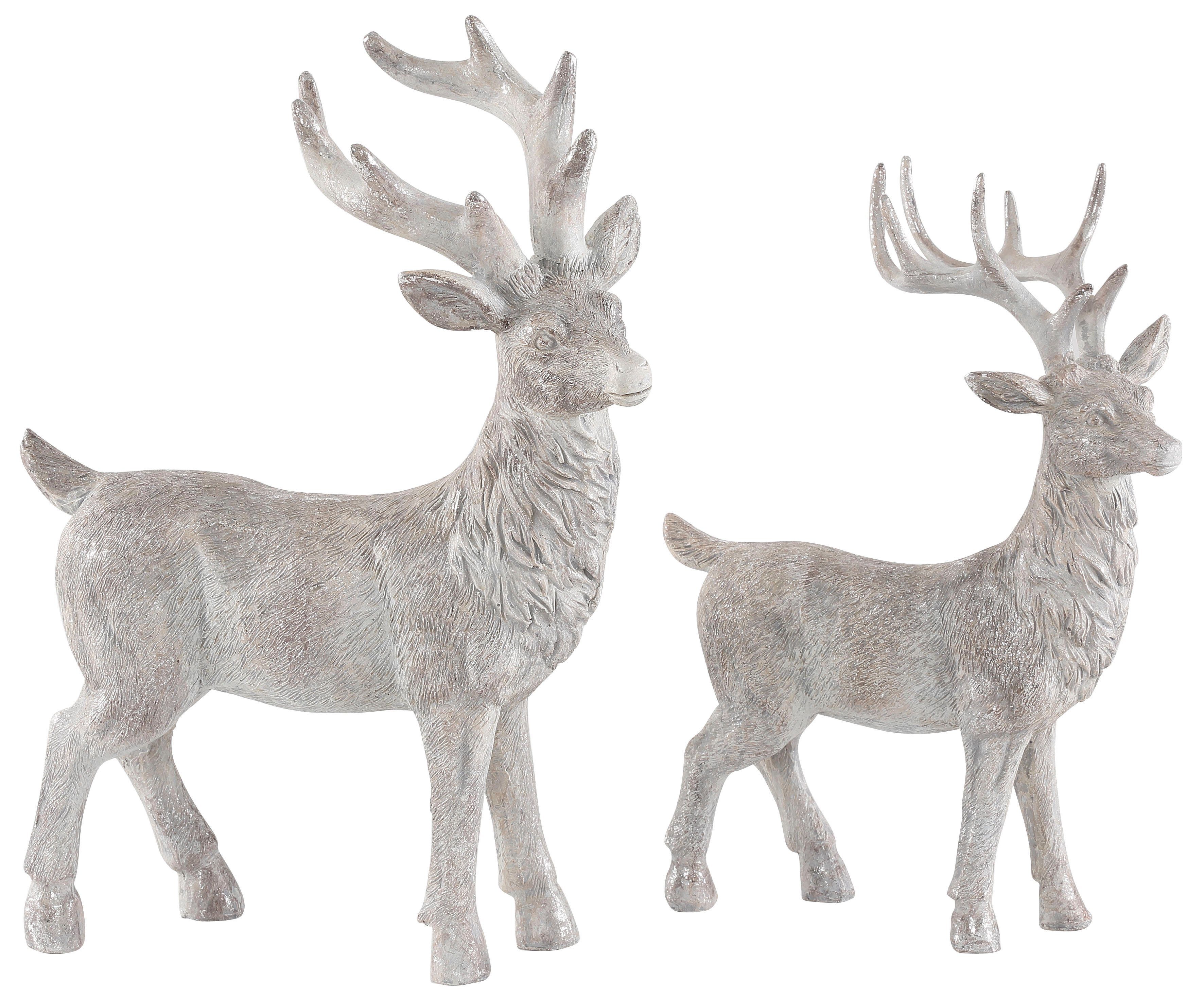 Home affaire Weihnachtsfigur Hirsche, Weihnachtsdeko (2 St), stehend