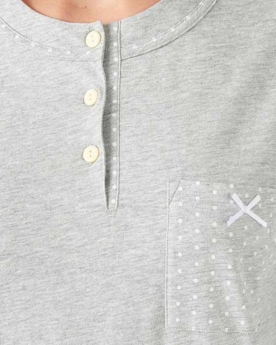 Pyjama-tunique en pur coton peigné, manches longues