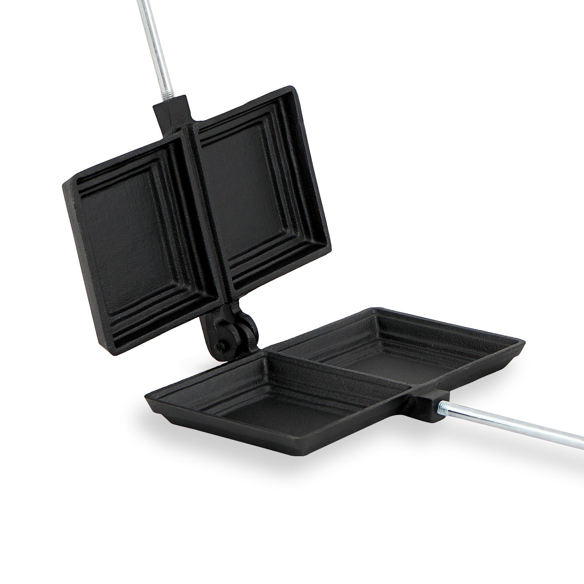 BBQ-Toro Sandwichmaker Waffeleisen, Sandwicheisen, Gusseisen Doppelform, schwarz