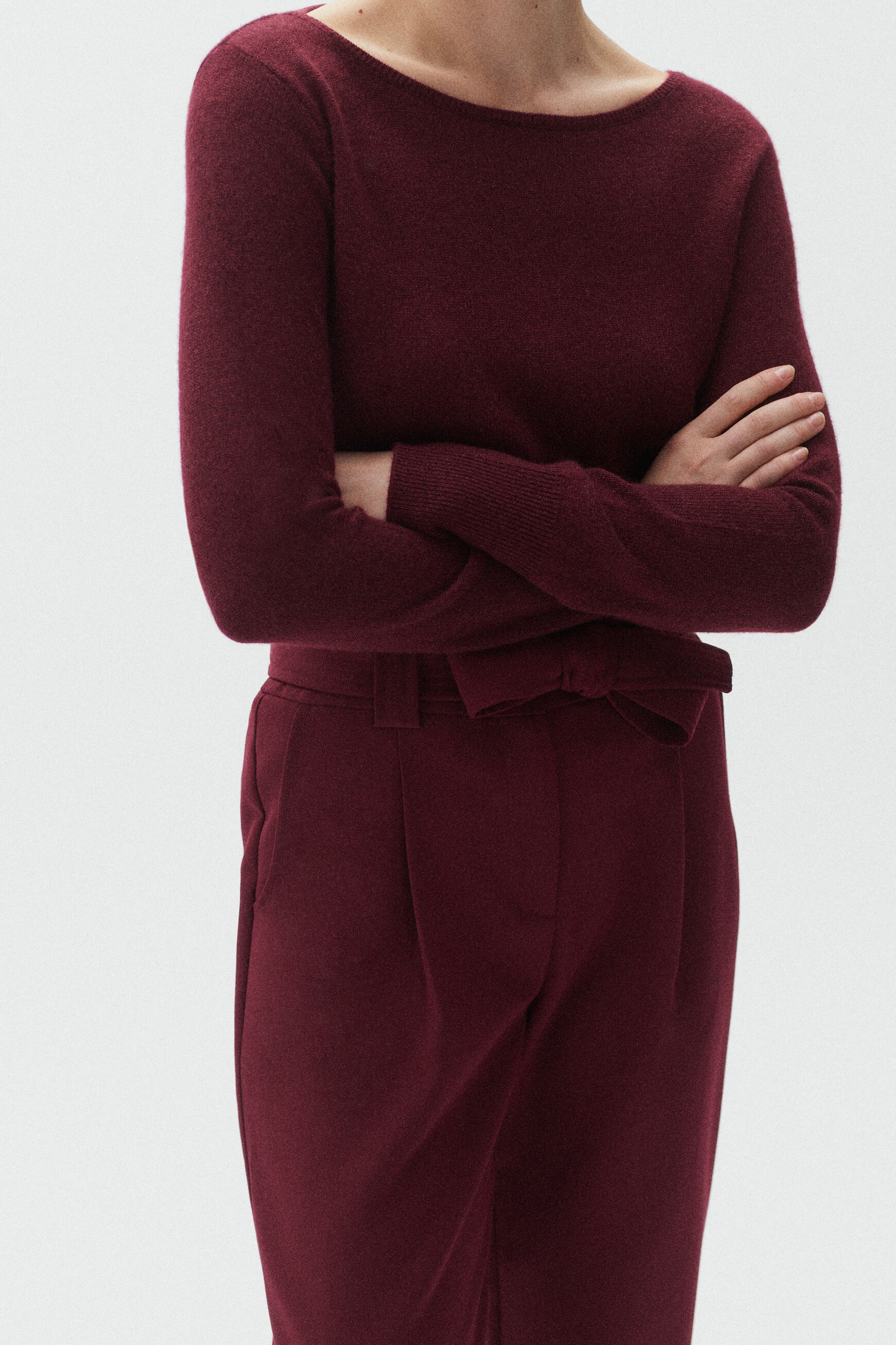 pull zofia lurex 100% cachemire bordeaux femme