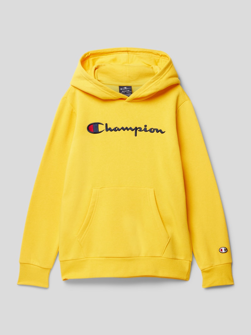 Hoodie mit Label-Stitching in dunkelgelb