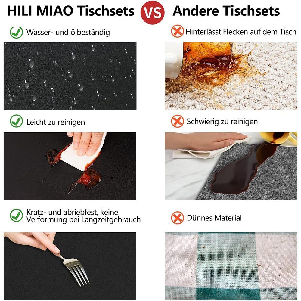 HIBNOPN Tischsitz Tischsets, abwaschbar, hitzebeständig, 6er Set mit Untersetzer, (12-tlg)