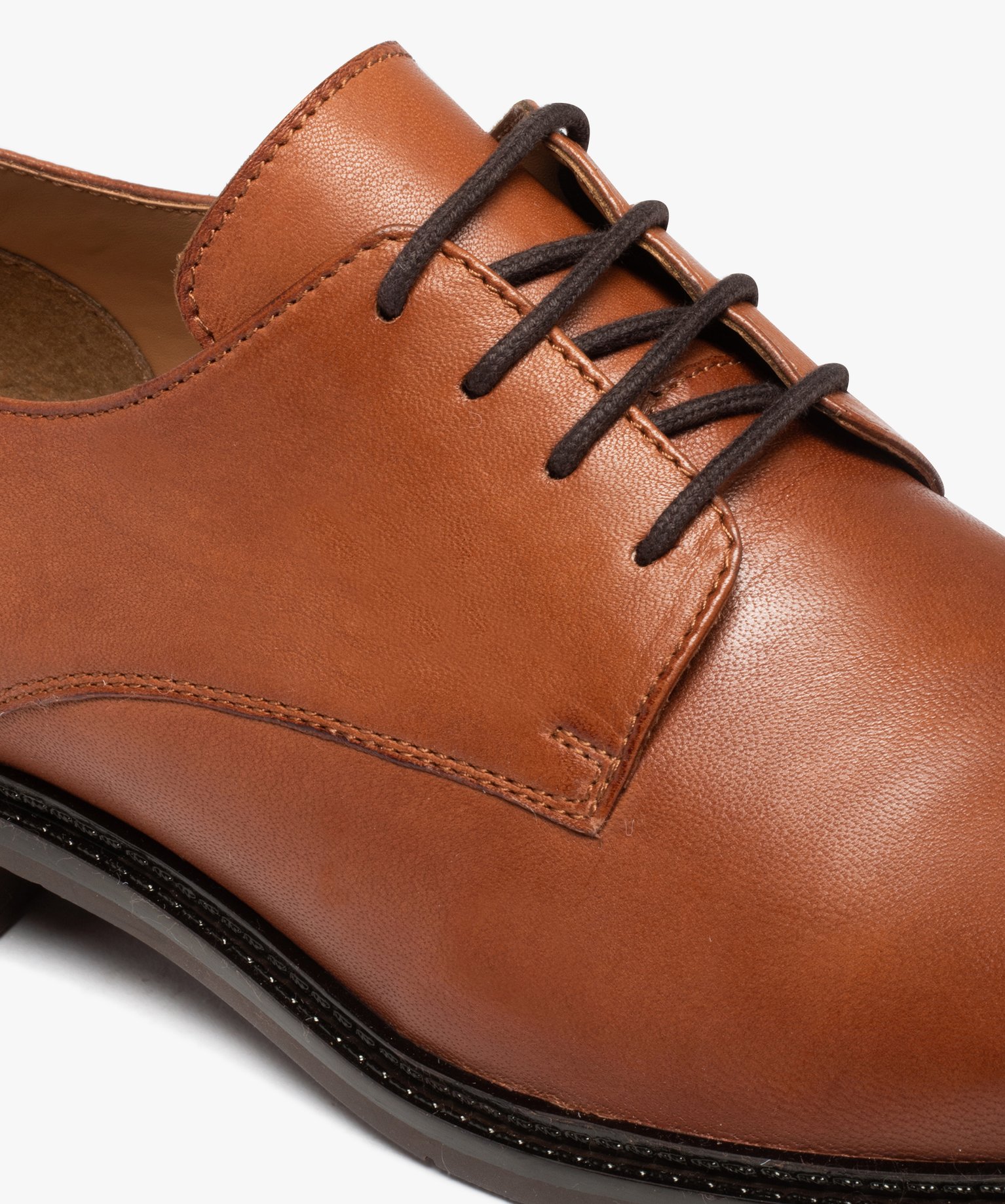 Derbies homme classiques dessus cuir uni à lacets camel | GEMO