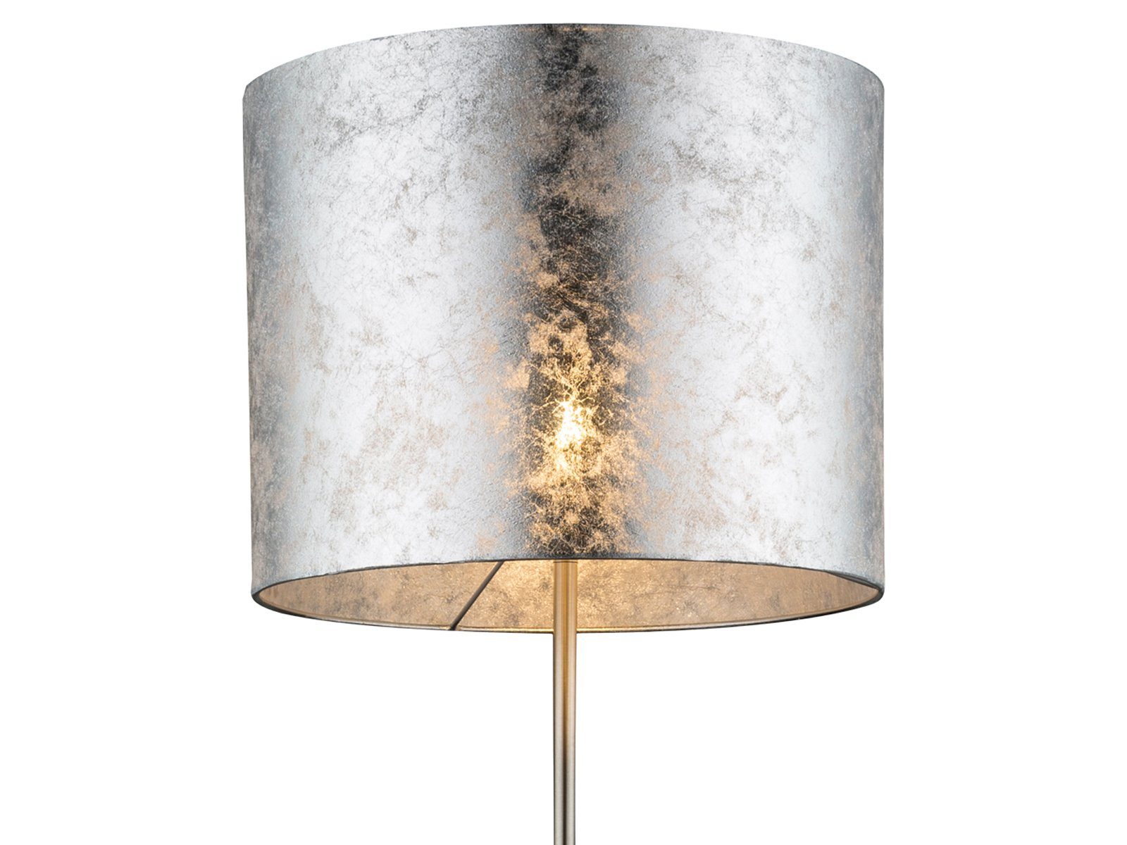 meineWunschleuchte LED Stehlampe, Leuchte ist über den Fußschalter dimmbar, LED wechselbar, warmweiß, ausgefallene moderne Designer-lampen Lampenschirm Stoff Silber H 160cm