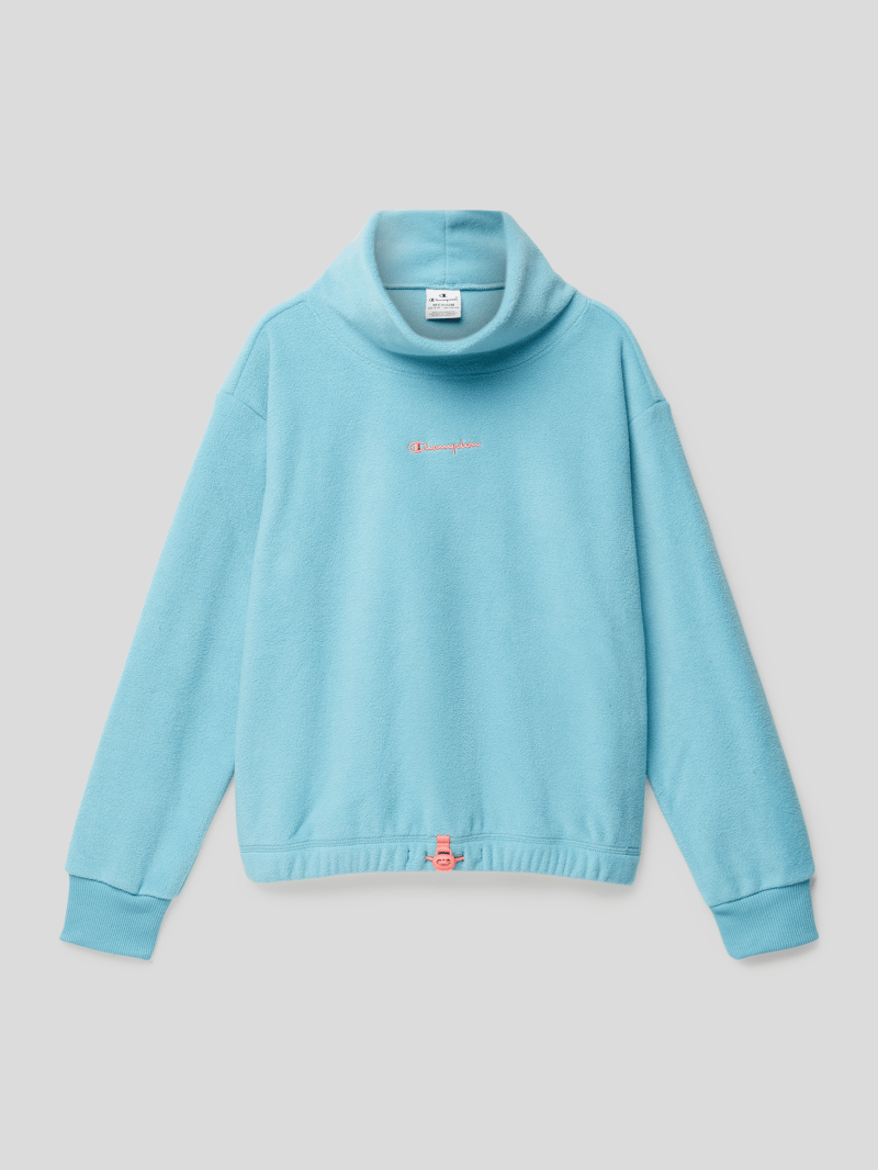 Sweatshirt aus Fleece mit Tunnelzug in aqua blau