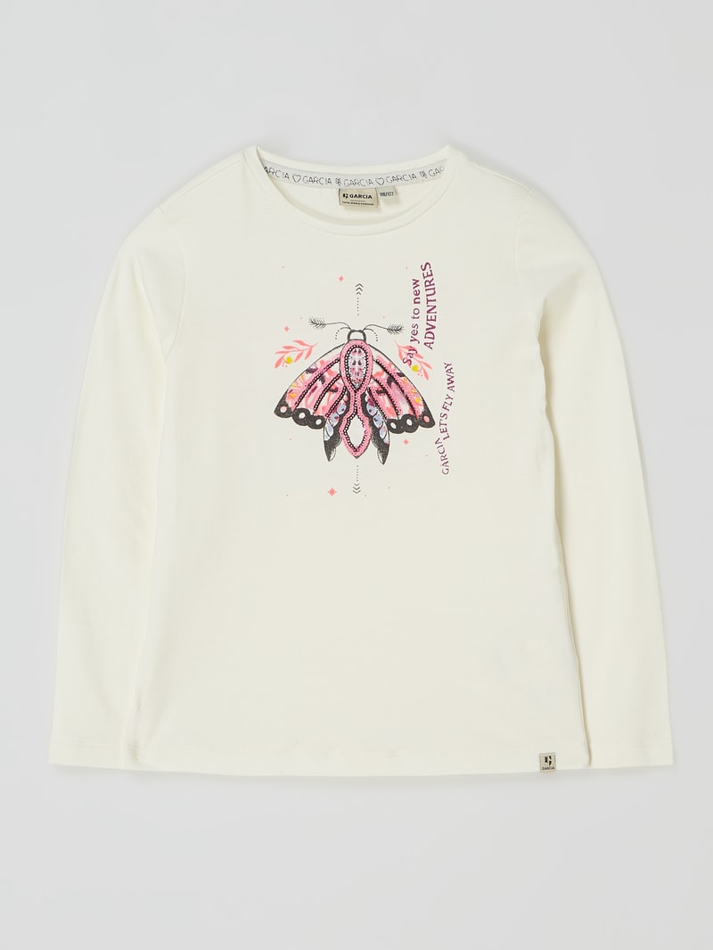 Longsleeve mit Stretch-Anteil in offwhite meliert