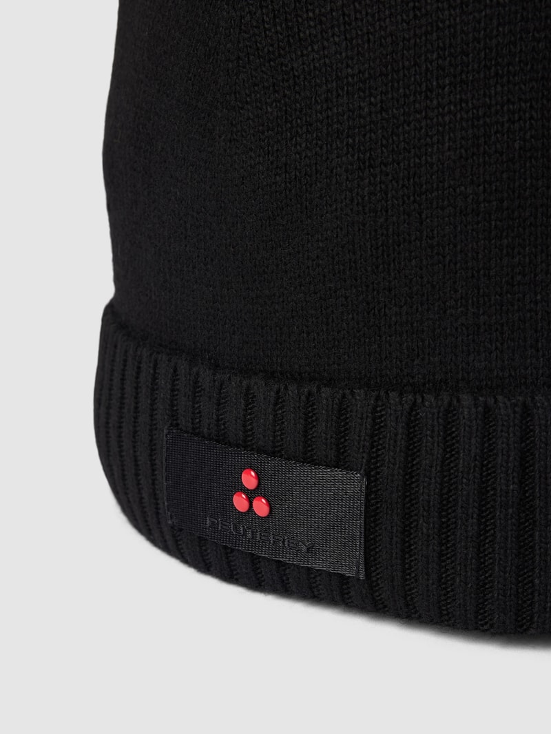 Beanie mit Label-Patch Modell 'Silli' in marineblau