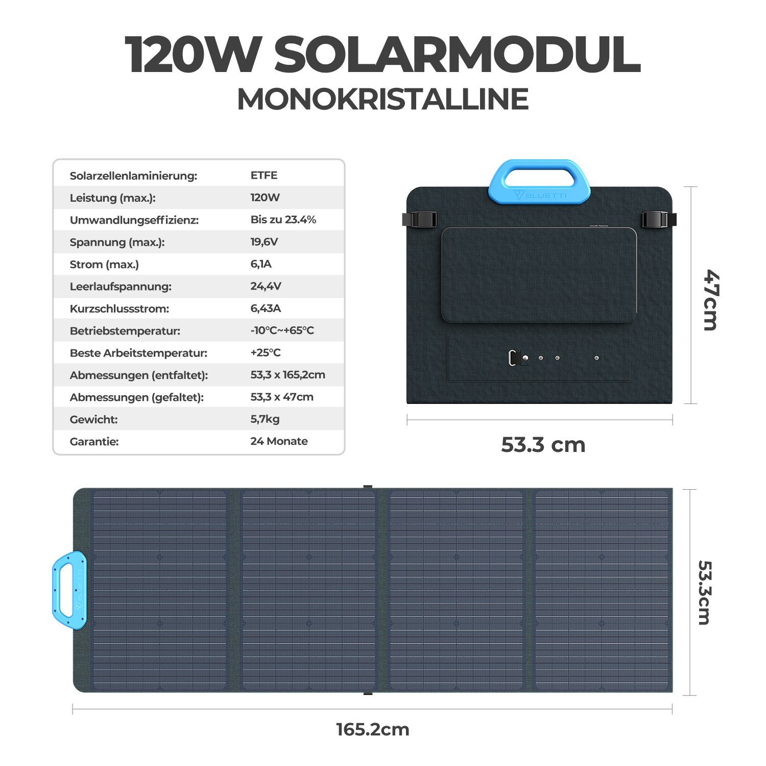 BLUETTI Stromerzeuger EB55 700W/537Wh Solar Stromgenerator mit Solar Panel, (1-tlg., mit PV120 120W Solarpanel), für Outdoor Camping, Off-Grid, Blackout