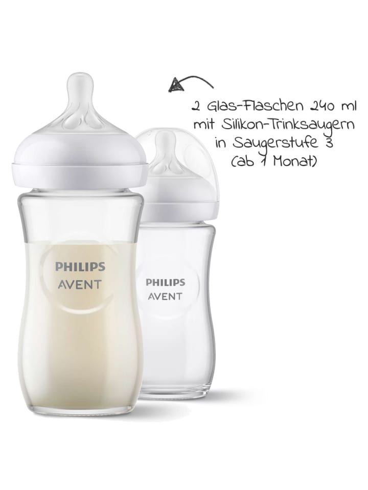 Philips Avent Glas-Flasche 4er Pack Natural Response 120ml & 240ml in weiss günstig kaufen onesize