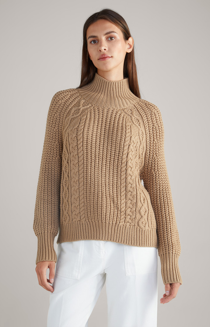Schurwoll-Mix-Pullover in Beige