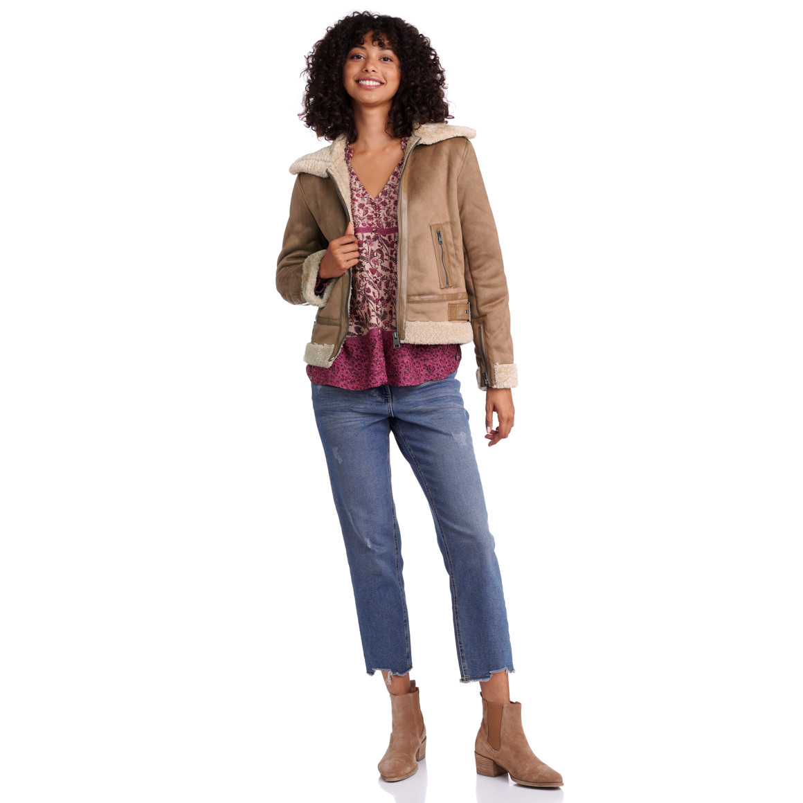 Damen Jacke mit Lammfellimitat gefüttert