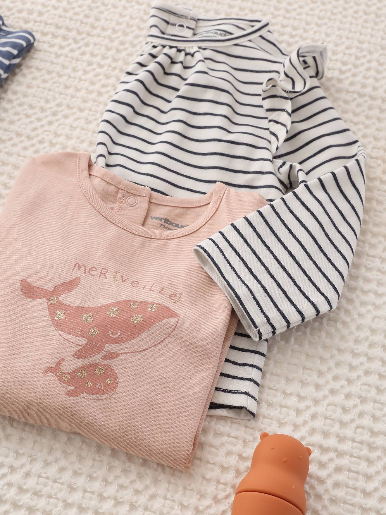 Lot de 2 T-shirts basics bébé manches longues jaune pâle