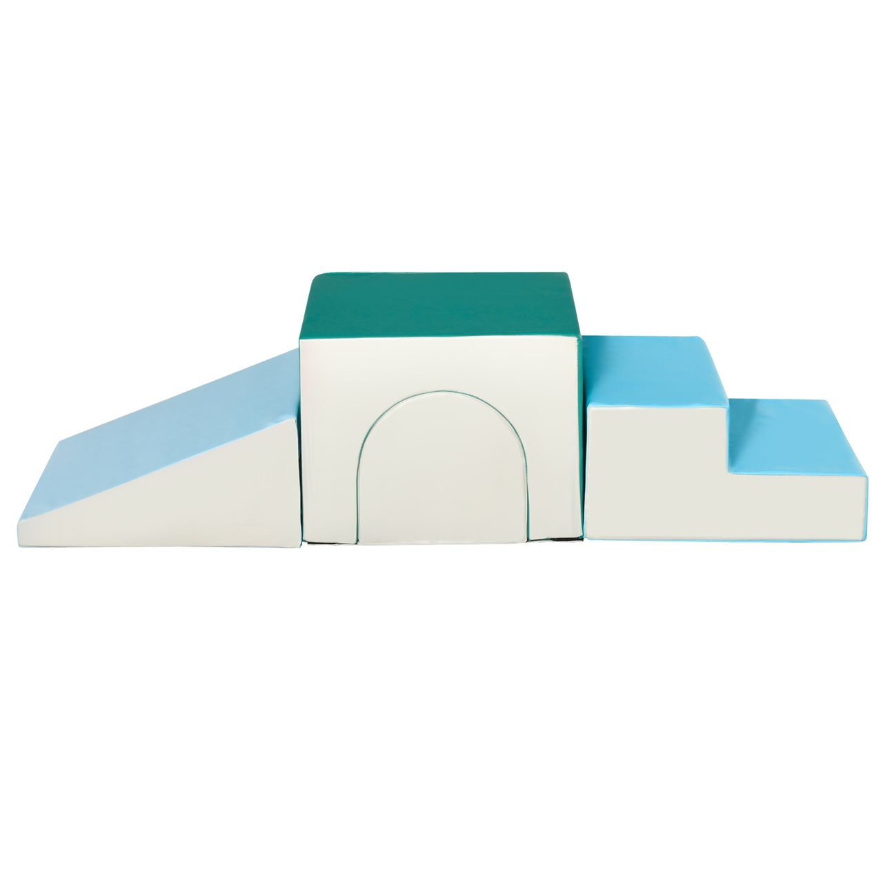 HOMCOM Bausteinset 4er-Set Schaumstoff Bausteine einfache Reinigung weiche Füllung Schaumstoffblöcke für 1-3 Jahre Kinder EPE Hellgrau Blau Grün 150 x 50 x 39 cm