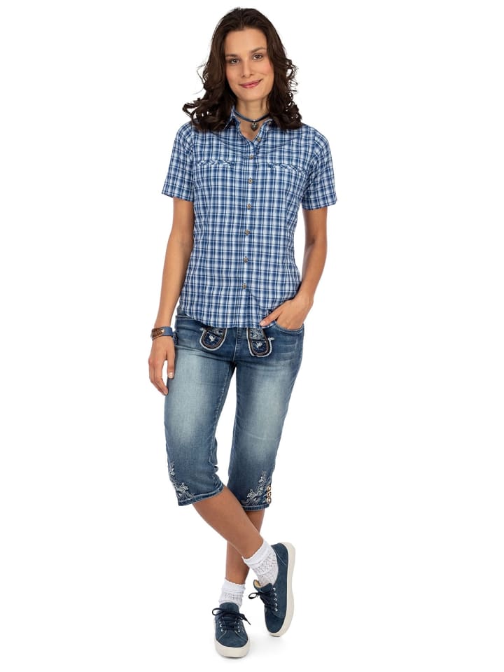 OS-Trachten Trachtenbluse 441000-3877 in jeansblau günstig kaufen