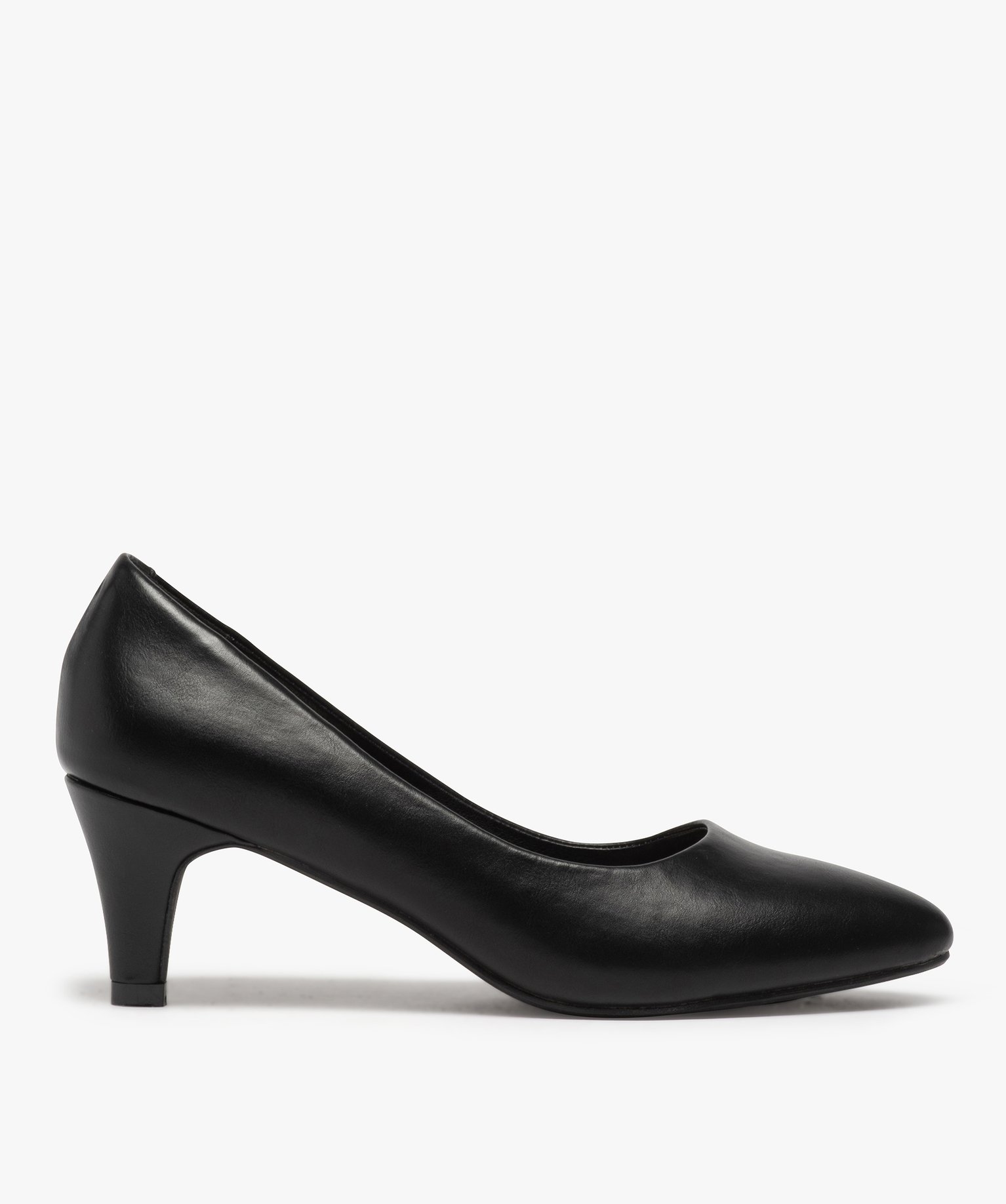 Escarpins femme unis à petit talon et bout amande noir | GEMO