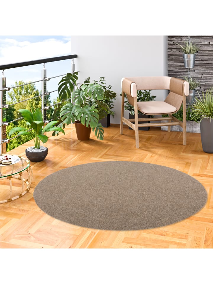 Snapstyle Kunstrasen Rasenteppich mit Noppen Kingston Rund in Beige günstig kaufen