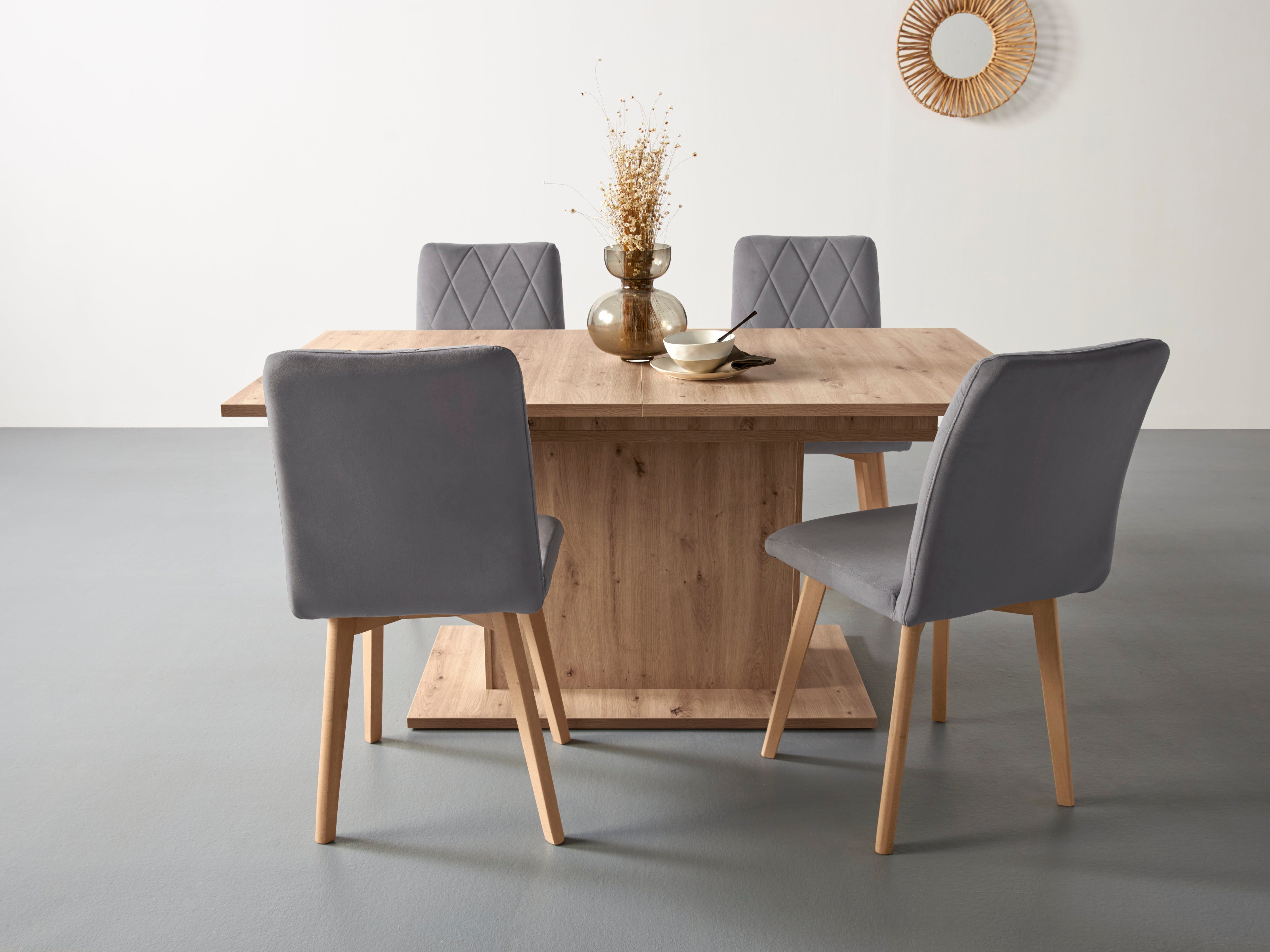 Home affaire 4-Fußstuhl Brest (Set, 2 St), Sitz und Rücken gepolstert, Rautensteppung im Rueckenlehne