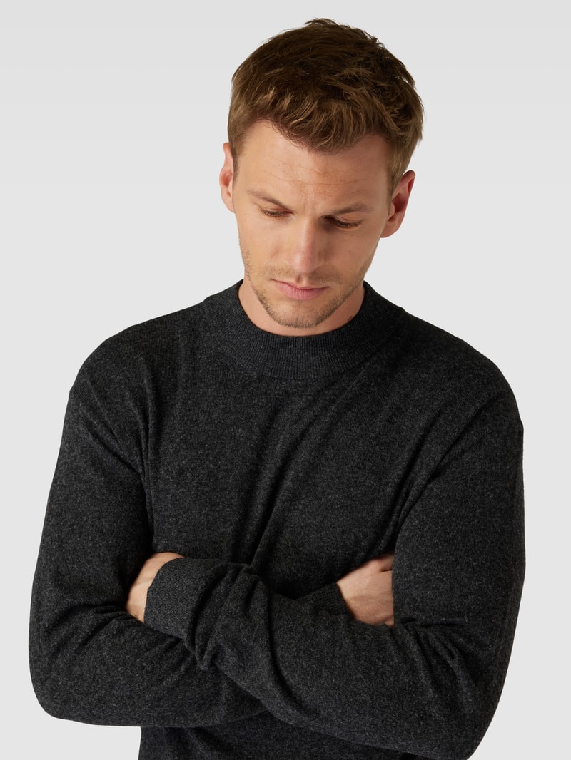 Strickpullover in melierter Optik in anthrazit