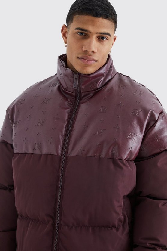 Oversize PU & Nylon Steppjacke