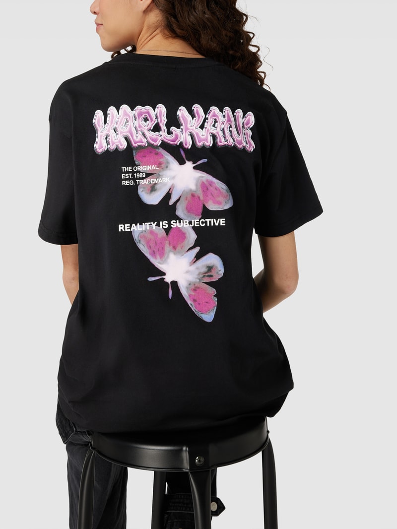 T-Shirt aus reiner Baumwolle mit Label-Detail - P&C x Karl Kani in black