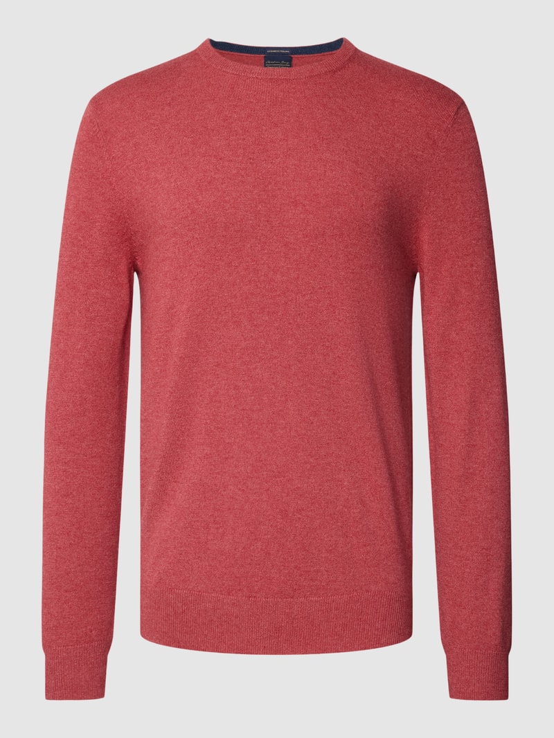 Pullover mit Woll-Anteil in unifarbenem Design in metallic rosa meliert