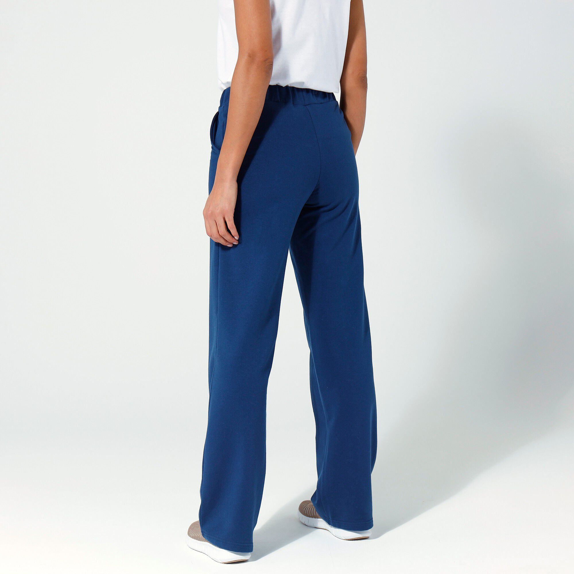 Pantalon coupe large molleton taille élastiquée