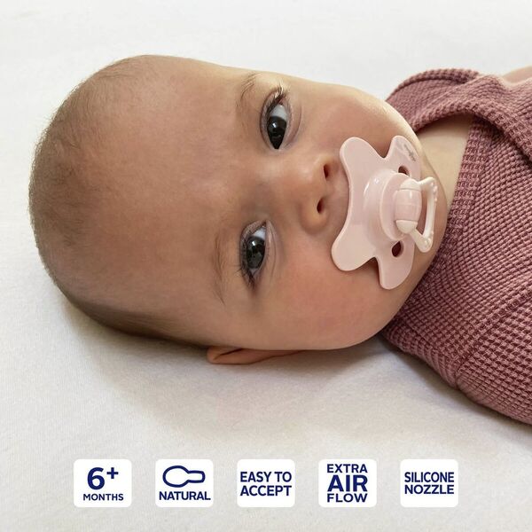 Difrax Natural 6 M Pacifier pink, 2 pieces