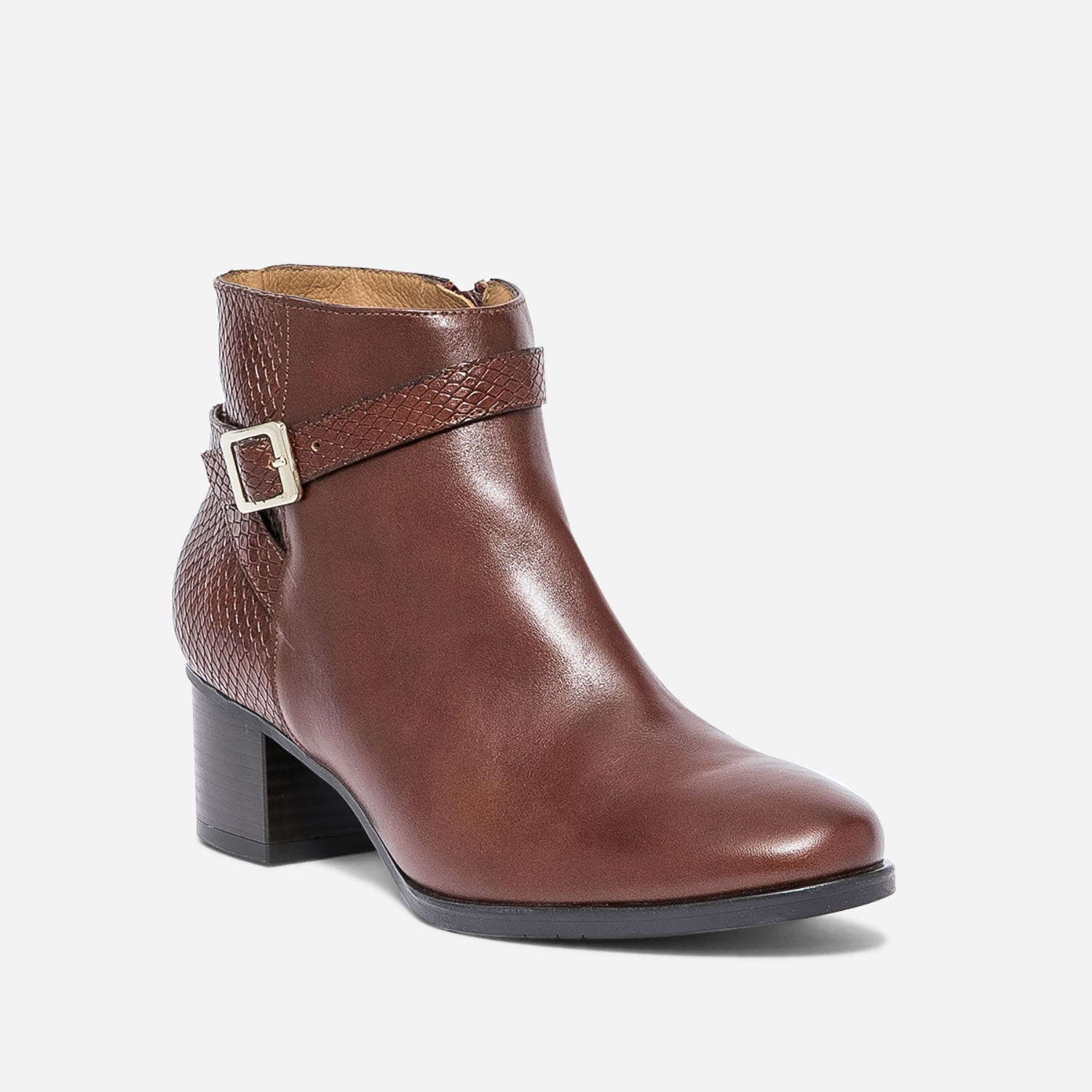 Boots ERAM FLEX cognac en cuir embossé