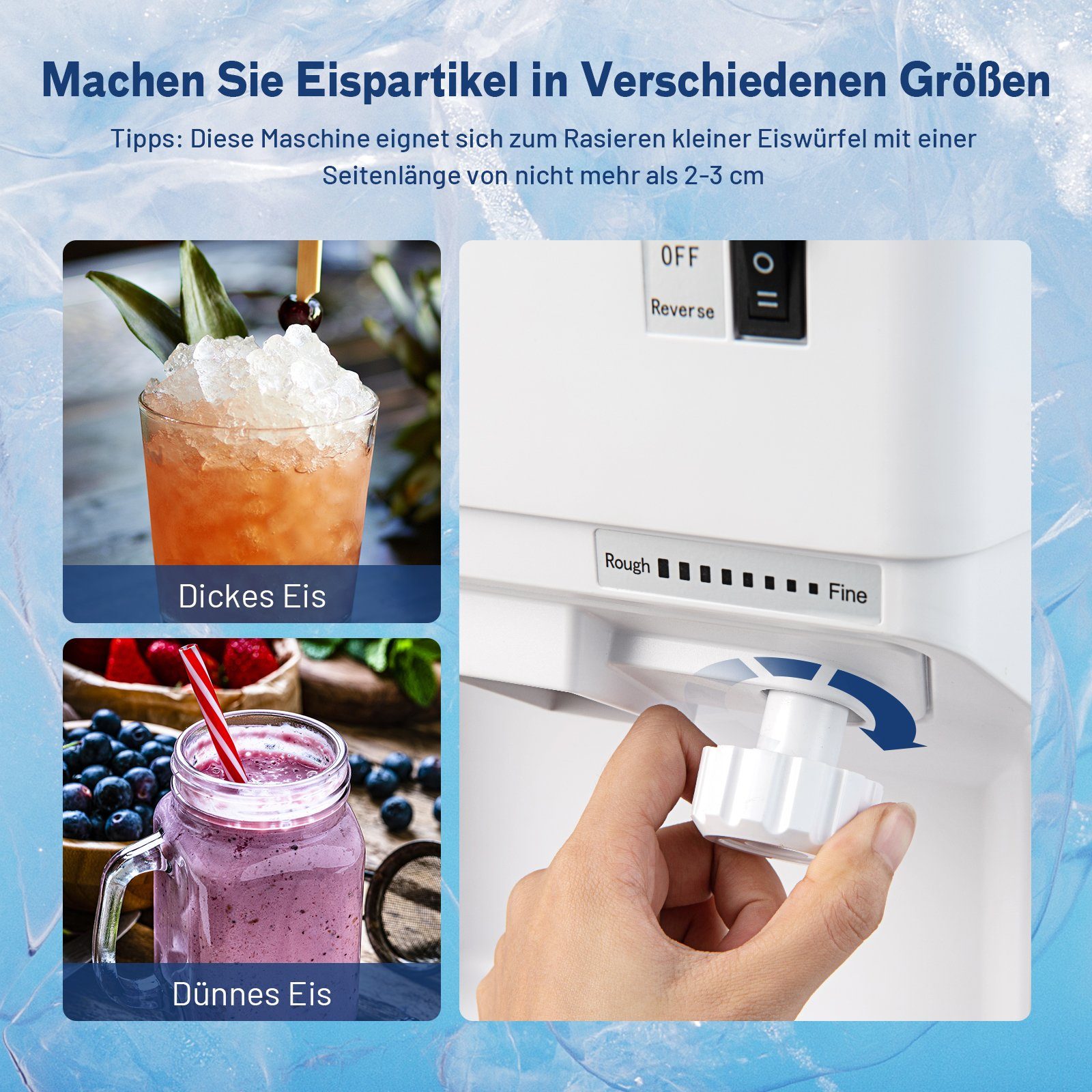 COSTWAY Eiscrusher, 350W, 320 U/min, 2,3 kg, 120 kg Eis pro Stunde