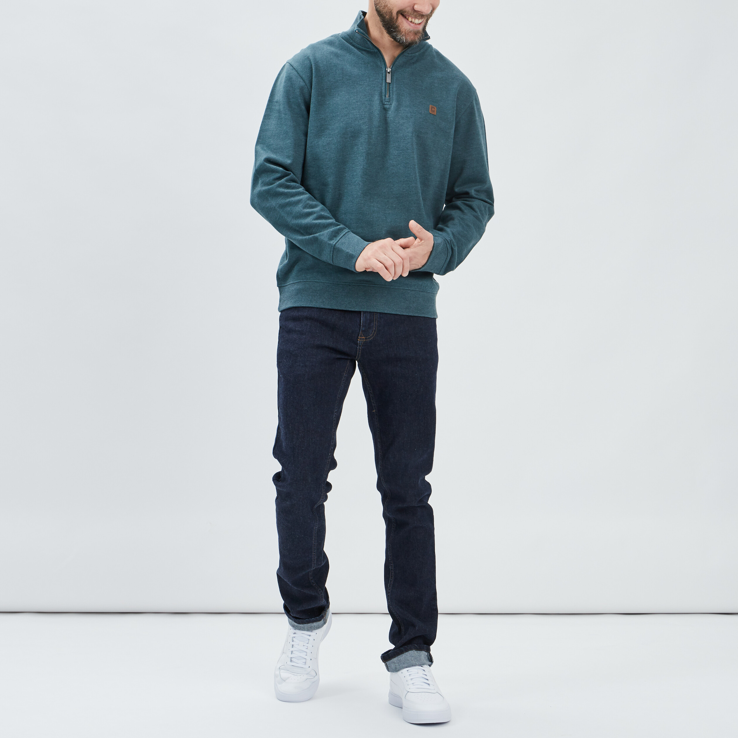 Sweat à col montant Creeks vert homme | La Halle
