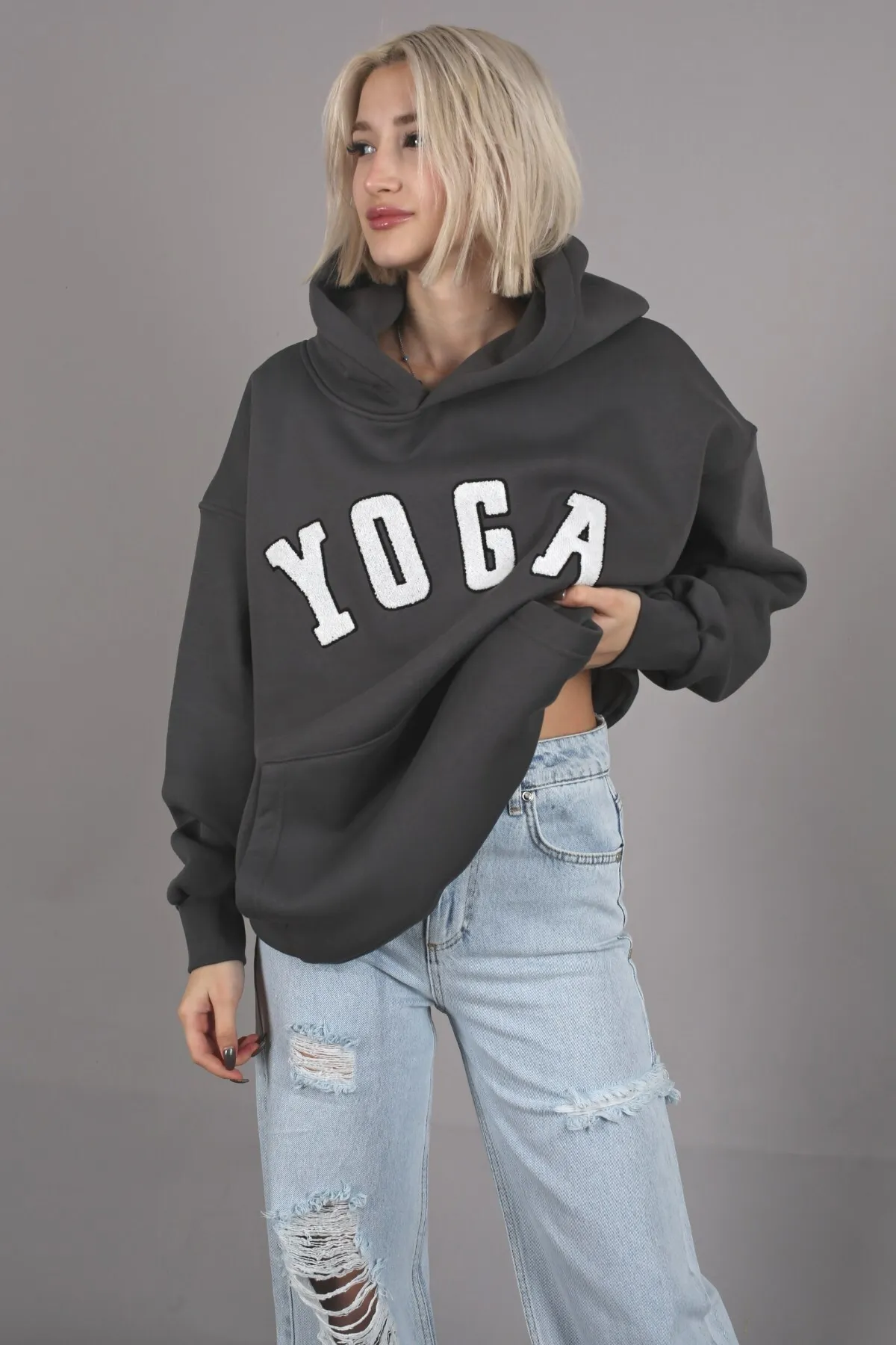 Madmext  Sweatshirt - Grau - Oversized