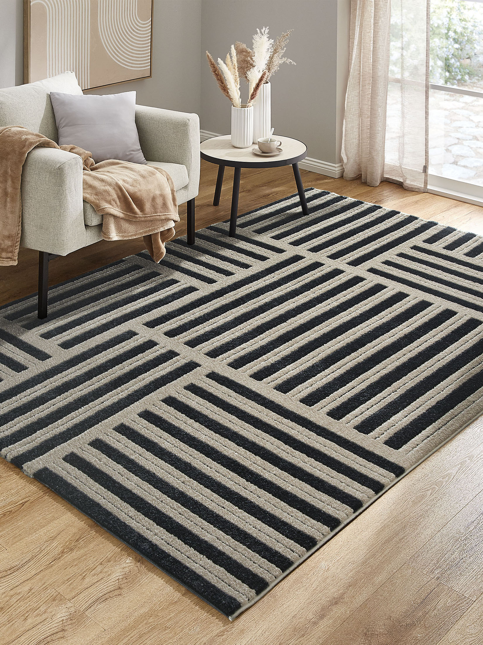 Rieseby Moderner Teppich, Black/White