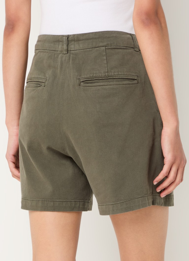 Pantaloni scurți cu talie înaltă, croială dreaptă și buzunare laterale, creați de Anine Bing, modelul Carrie.