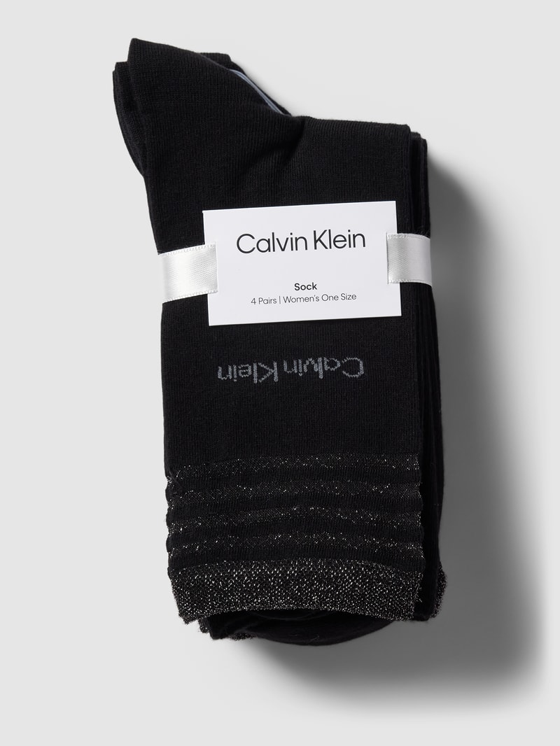 Socken mit Effektgarn im 4er-Pack in schwarz