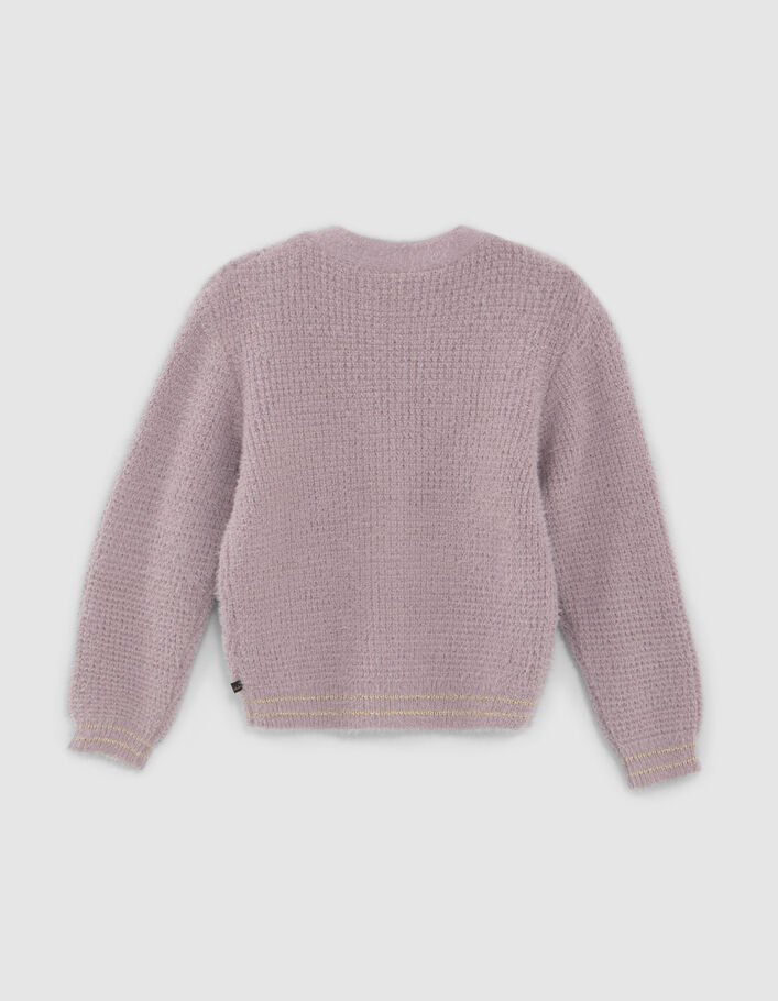 Cardigan parme tricot fantaisie fille