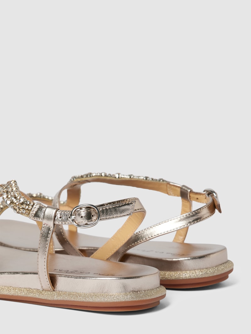 Sandalen mit Strasssteinbesatz in gold