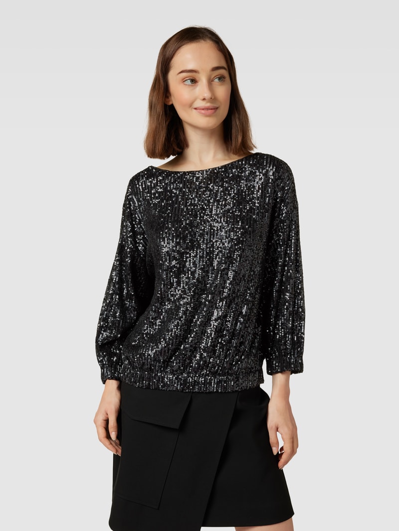 Bluse mit Paillettenbesatz in schwarz
